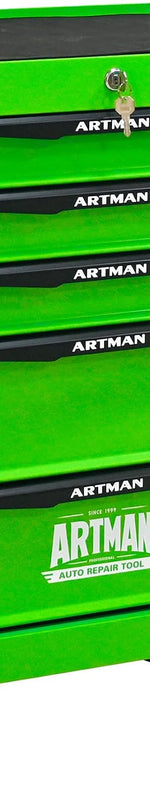 Red steel 5-drawer desktop tool box organizer - 5 Drawer / Green With wheels (20.9"x 13"x 30.5")