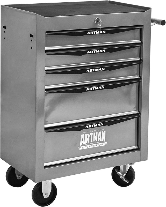 Red steel 5-drawer desktop tool box organizer