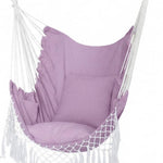 Boho Macrame Hammock Chair with Fringe, 2 Cushions & Side Pocket