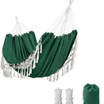 Boho Macrame Double Hammock Swing with Tassels – 2-Person Hanging Hammock Bed for Indoor & Outdoor Relaxation