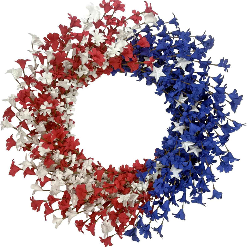 4TH OF JULY WREATH FOR FRONT DOOR – RED, WHITE & BLUE PATRIOTIC DÉCOR