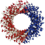 4TH OF JULY WREATH FOR FRONT DOOR – RED, WHITE & BLUE PATRIOTIC DÉCOR - Media 1