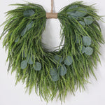 Valentine's Day Wreath for Front Door – Heart Shaped & Traditional Wreath with Red Rose, Berries & Eucalyptus Greenery, Farmhouse Wall Home Porch Decor - Media 1