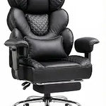 Big & Tall Office Chair with Footrest – Reclining Ergonomic Executive Chair, Wide Memory-Foam Seat, Adjustable Height