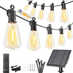Outdoor Solar String Lights with Remote — Black, 37–108 ft