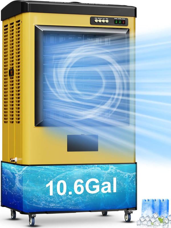 3-in-1 Evaporative Air Cooler Tower Fan with Remote Control - 6 - 11 Gal / Yellow 41" 10.6-Gal