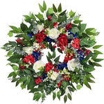 4TH OF JULY WREATH FOR FRONT DOOR – RED, WHITE & BLUE PATRIOTIC DÉCOR