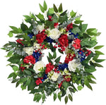 4TH OF JULY WREATH FOR FRONT DOOR – RED, WHITE & BLUE PATRIOTIC DÉCOR - Media 1