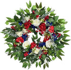 Patriotic Americana Wreath for Front Door – 4th of July Red White Blue Wreath, Independence Day Memorial Day Summer Wall Porch Decor