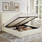Lift-Up Storage Bed Frame with Upholstered Wingback Headboard
