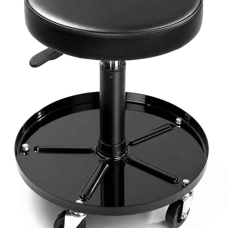 Pneumatic Rolling Mechanic Stool with Wheels – Adjustable Height Shop Stool with Tool Tray, 360° Swivel Seat for Garage & Workshop
