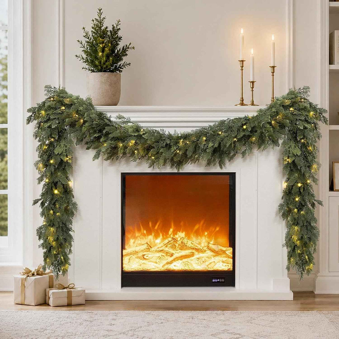CHRISTMAS GARLAND WITH LIGHTS – PRE-LIT HOLIDAY GREENERY