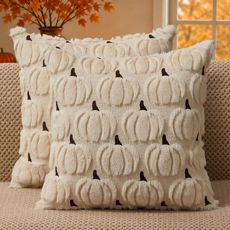 Pumpkin Pillow Covers Set of 2 | 3D Fall Decorative Covers