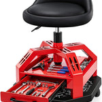 Rolling Mechanic Stool – Adjustable Garage Seat with Backrest, 360° Swivel & Tool Tray