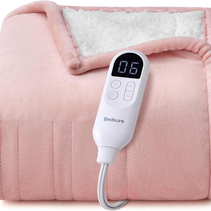 Heated Throw Blanket – Flannel & Sherpa, 6 Heat Levels