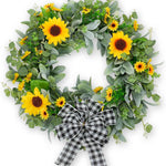 SUNFLOWER WREATH FOR FRONT DOOR – SUMMER FLORAL PORCH DÉCOR