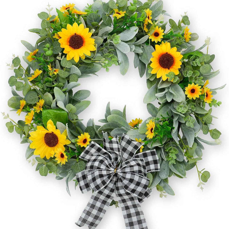 SUNFLOWER WREATH FOR FRONT DOOR – SUMMER FLORAL PORCH DÉCOR