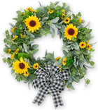 SUNFLOWER WREATH FOR FRONT DOOR – SUMMER FLORAL PORCH DÉCOR