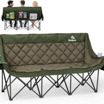 Oversized Padded 3-Person Folding Camping Loveseat Chair – Heavy Duty Outdoor Seating