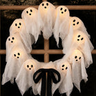 Halloween Wreath for Front Door – Pumpkin & Ghost Halloween Door Decorations, Pre-Lit Porch Wall Party Decor
