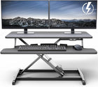 Standing Desk Converter, Height Adjustable Sit to Stand Desk Riser, Manual & Electric Dual Monitor Laptop Workstation with Wide Keyboard Tray