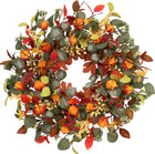 Preserved Dried Flowers Eucalyptus Wreath for Front Door, Natural Botanical Floral Wreath, Handcrafted Farmhouse Home Decor for Wall Porch
