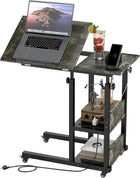 Adjustable Height C Table – C-Shaped End Table with Charging Station
