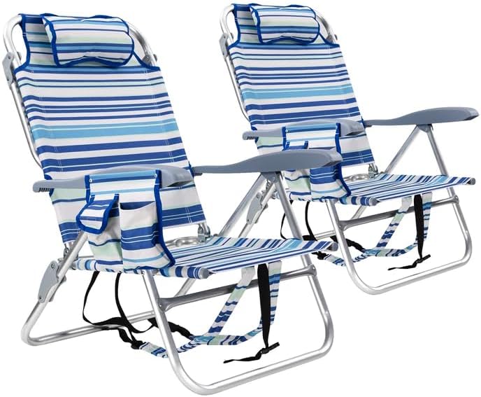 17" Big & Tall Oversized Beach Chairs 2-Pack – Heavy Duty Folding Outdoor Seating