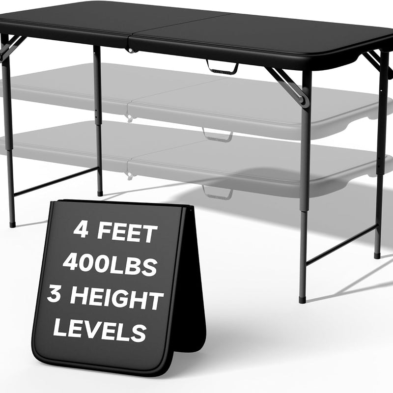 4 ft Adjustable-Height Folding Camping Table