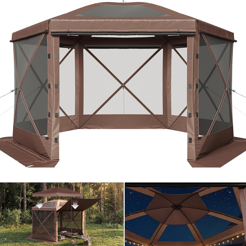 15x15 Pop-Up Gazebo Screen Tent – Large Outdoor Screen House with Mesh Walls & Carry Bag