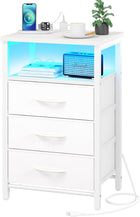LED NIGHTSTAND WITH CHARGING STATION – TALL BEDSIDE TABLE WITH STORAGE DRAWERS