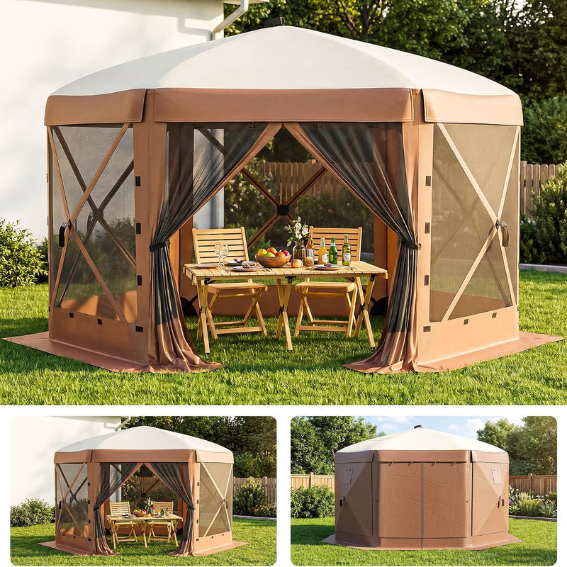 Vevor 12x12 Pop-Up Screen Tent Gazebo – 6-Sided Mesh Shelter with Carry Bag (8–10 People)
