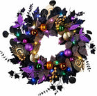 HALLOWEEN WREATH WITH LIGHTS FOR FRONT DOOR – PRE-LIT PUMPKIN, WITCH & GOTHIC PORCH DÉCOR
