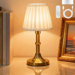 Cordless Table Lamp with Fabric Shade – Rechargeable, Dimmable LED
