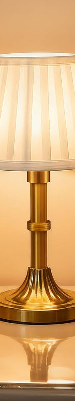 Black cordless rechargeable table lamp with linen fabric shade-lit - Single Pack / Gold & White 12" 8000mAh