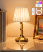Cordless Table Lamp with Fabric Shade – Rechargeable, Dimmable LED