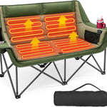 Double Heated Camping Chair with 3 Heat Levels & USB Power Pocket