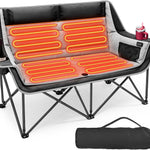 Double Heated Camping Chair with 3 Heat Levels & USB Power Pocket