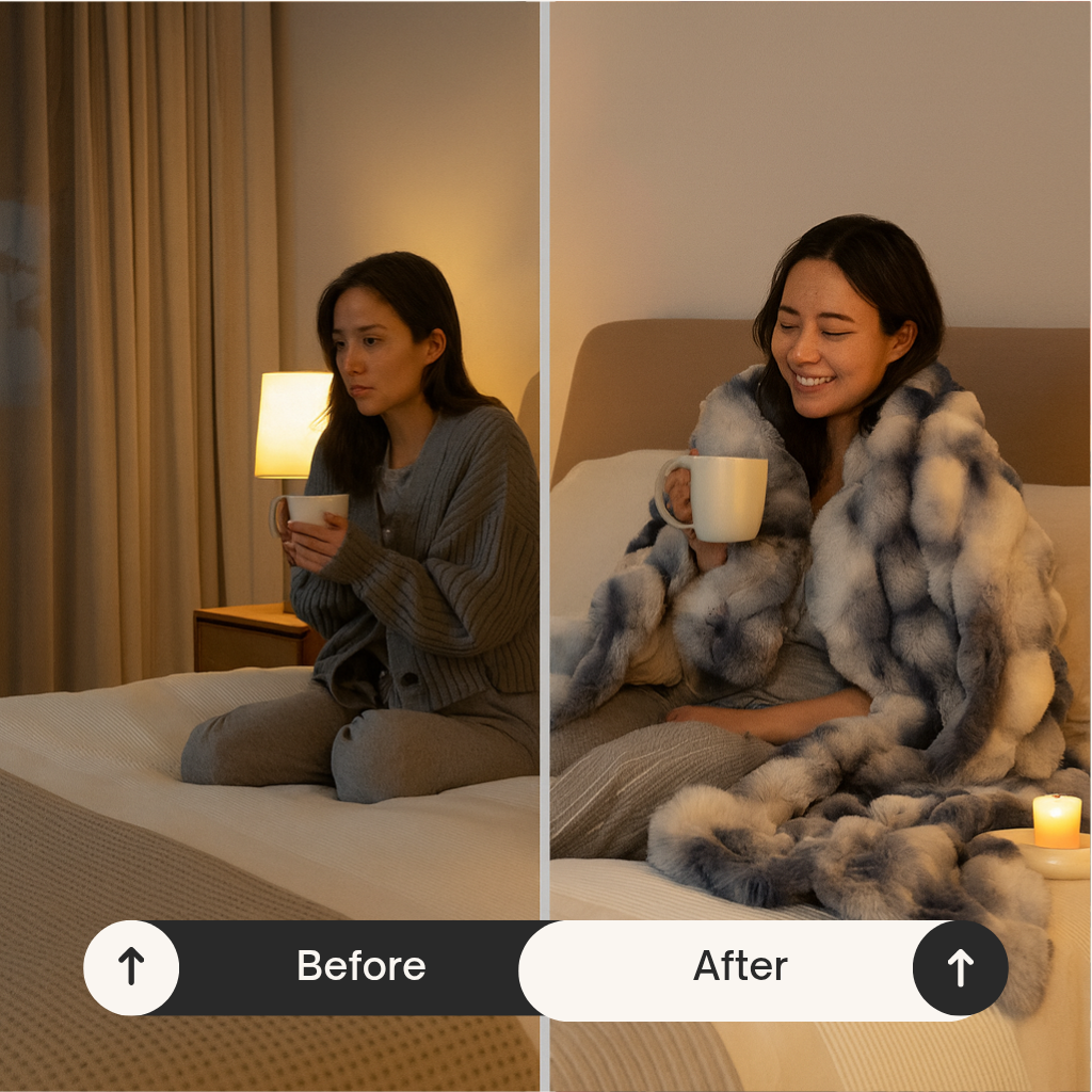Ultra-Soft Faux Rabbit Fur Bubble Blanket – Plush Reversible Warmth | Cozy Throw Blanket | Trufairs