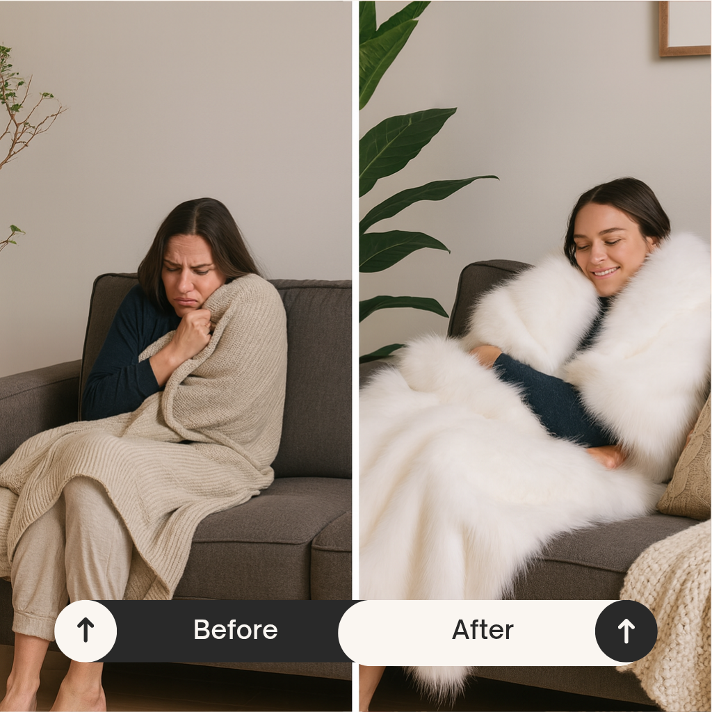 RabbitKnit White Plush Reversible Throw – Cozy Whimsical Blanket | Knitted & Plush Comfort | Trufairs