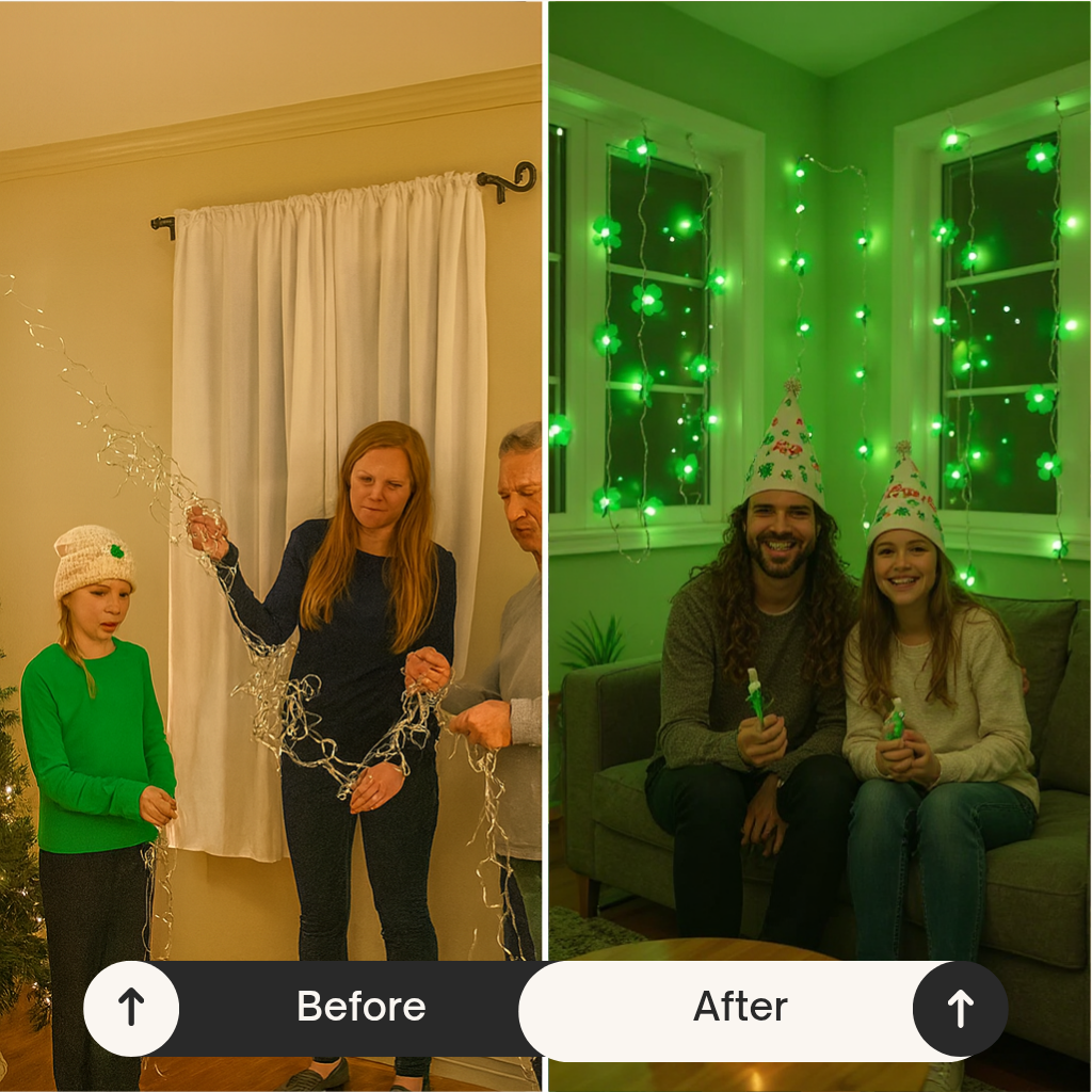 CloverGlow LED String Lights – Battery-Powered Festive Green Illumination | Holiday Decor | Trufairs