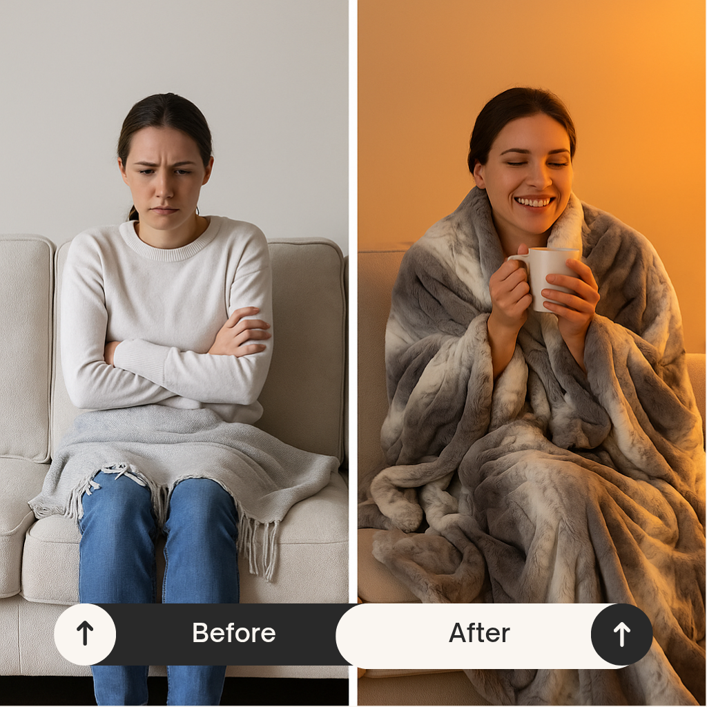 Striped Heated Electric Throw – Soft Gray & White Warmth | 50x60in Modern Blanket | Trufairs
