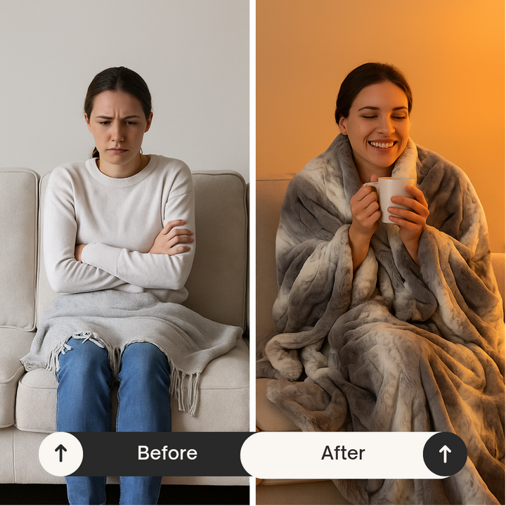 Striped Heated Electric Throw – Soft Gray & White Warmth | 50x60in Modern Blanket | Trufairs