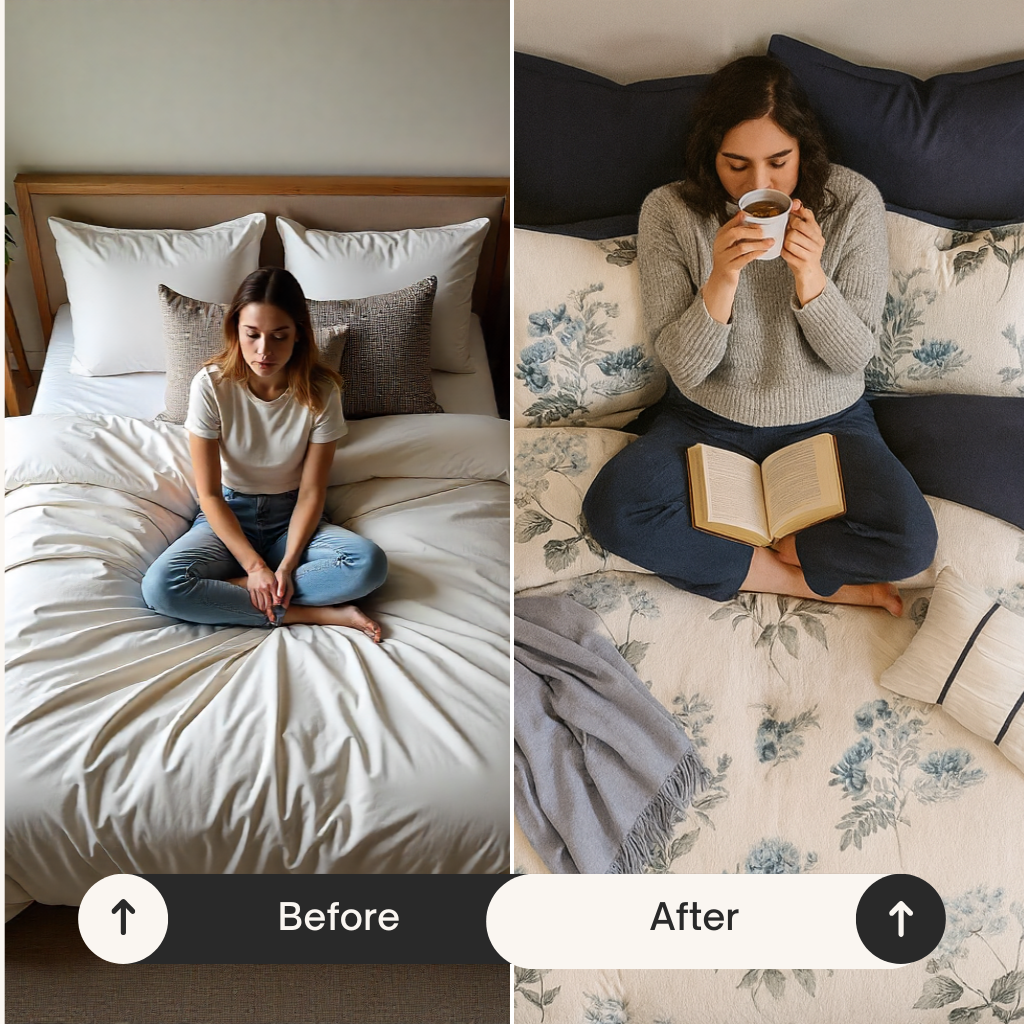 Printed Seersucker Comforter Ensemble – 7-Piece Complete Set & Throw | Cozy Luxury Bedding | Trufairs