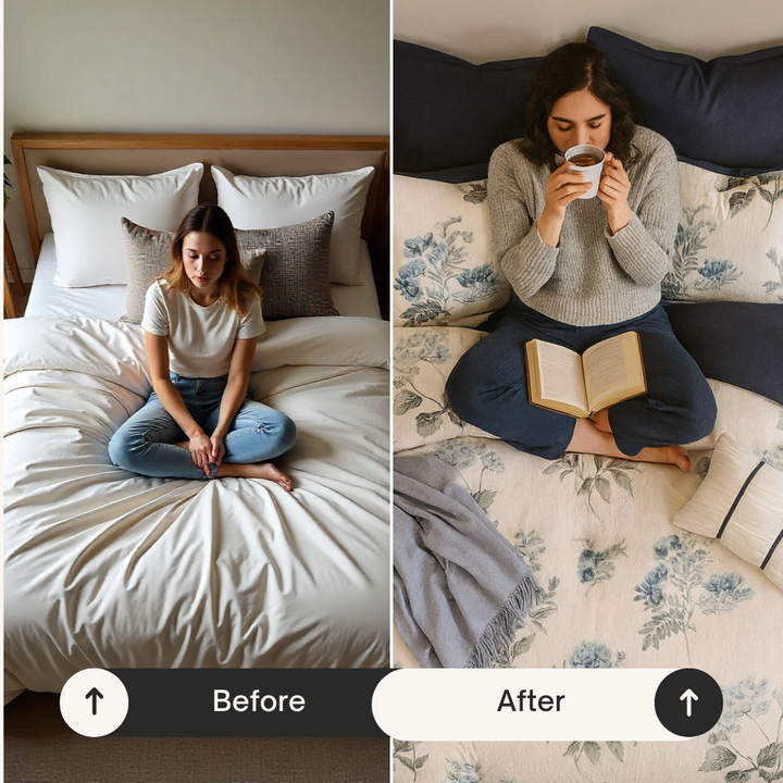 Printed Seersucker Comforter Ensemble – 7-Piece Complete Set & Throw | Cozy Luxury Bedding | Trufairs