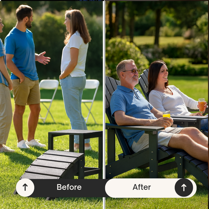 Patio Adirondack Chairs with Footstool & Table HDPE Anthracite – Complete Outdoor Lounge Set | Trufairs