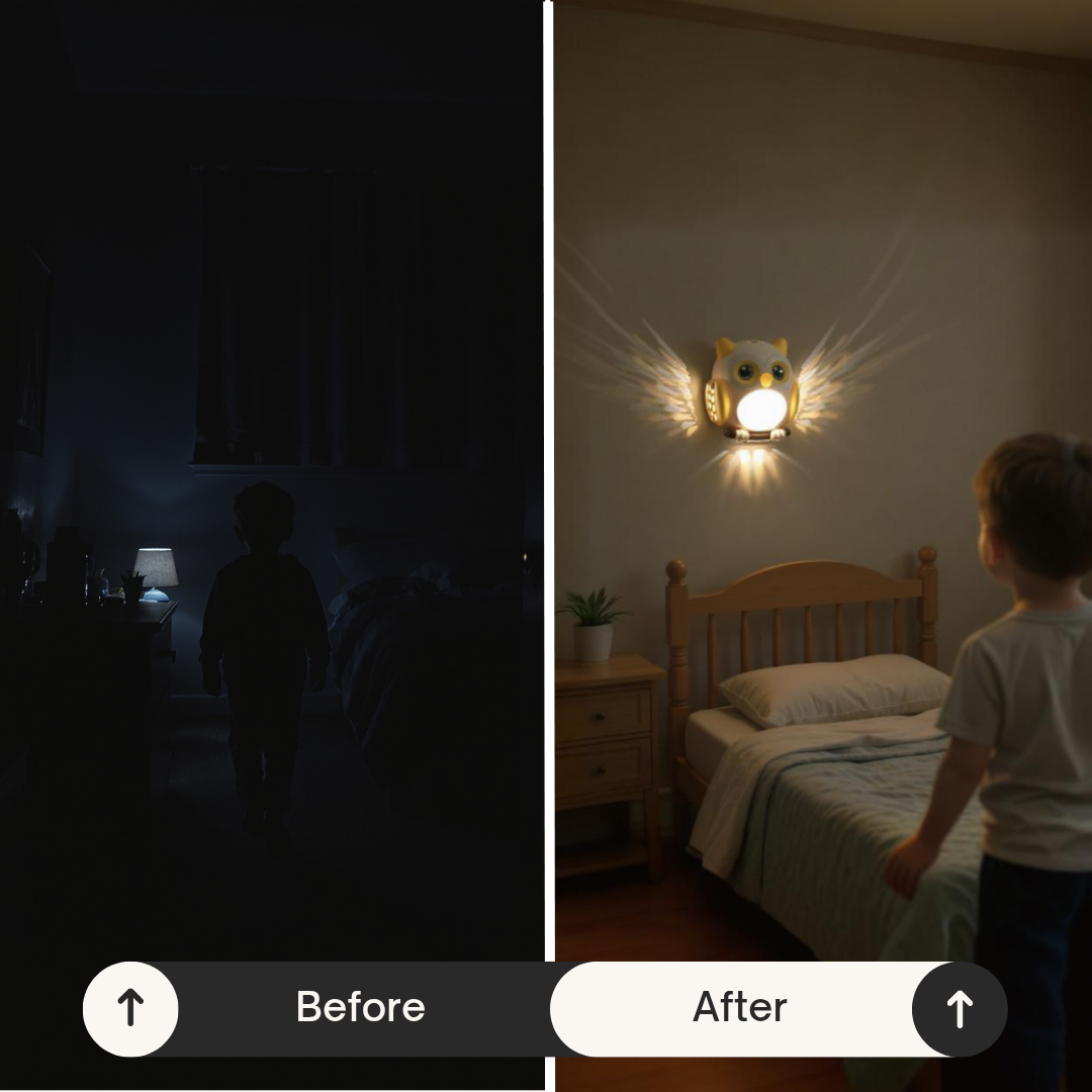 Sintronlink Owl Design Children's LED Night Light – Motion Sensor, Wing Opening Effect, USB Rechargeable, Magnetic Mount | Trufairs