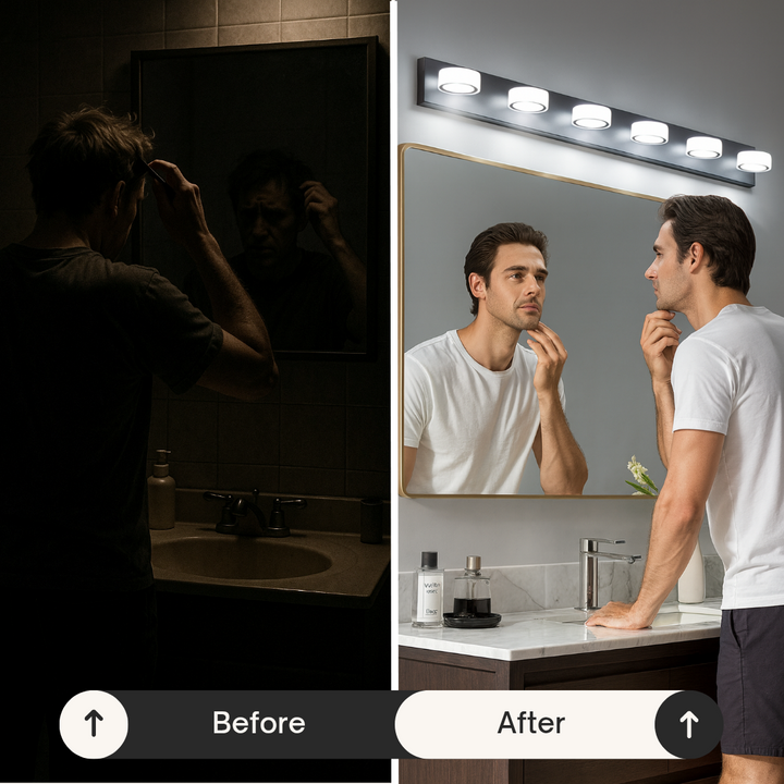 LED Modern Black 6-Light Vanity Lights Fixture – Over Mirror Bath Wall Lighting | Contemporary Bathroom | Trufairs