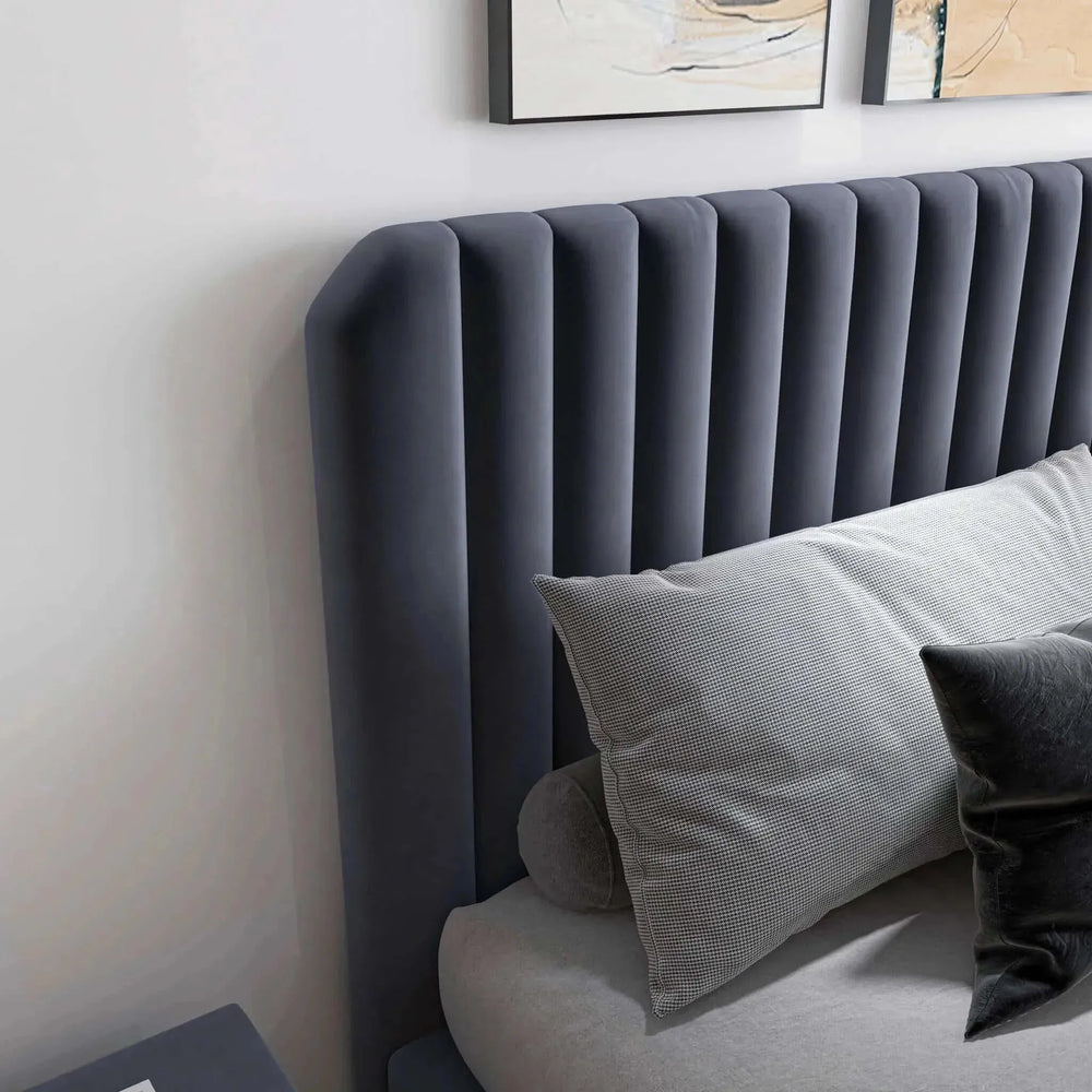 Bethany Upholstered Platform Bed Queen Grey