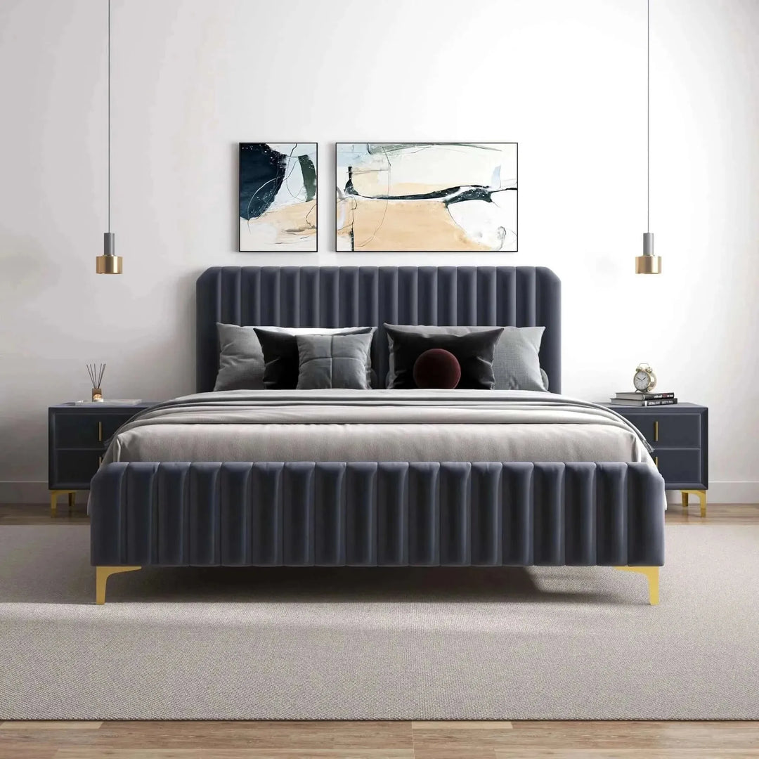 Bethany Upholstered Platform Bed Queen Grey